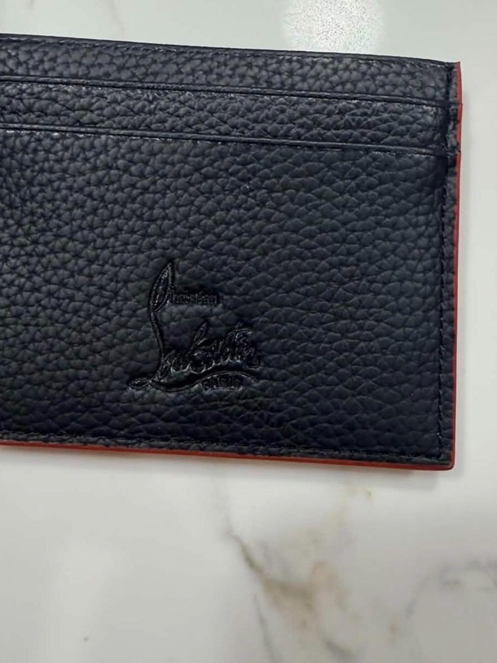 Christian Louboutin Men's Black & Red Leather Card Holder M Kios